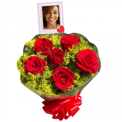 Buquê Médio com 6 Rosas personalizado com foto